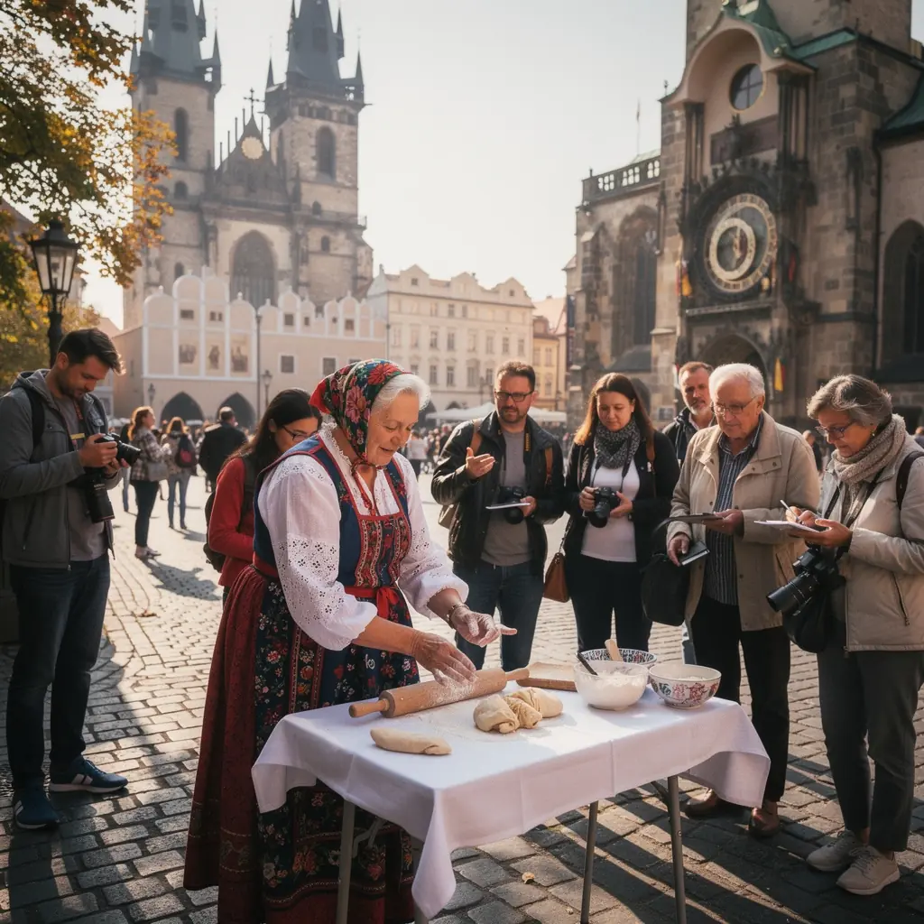 Západ slunce nad historickým městem, vytvářející romantickou atmosféru.